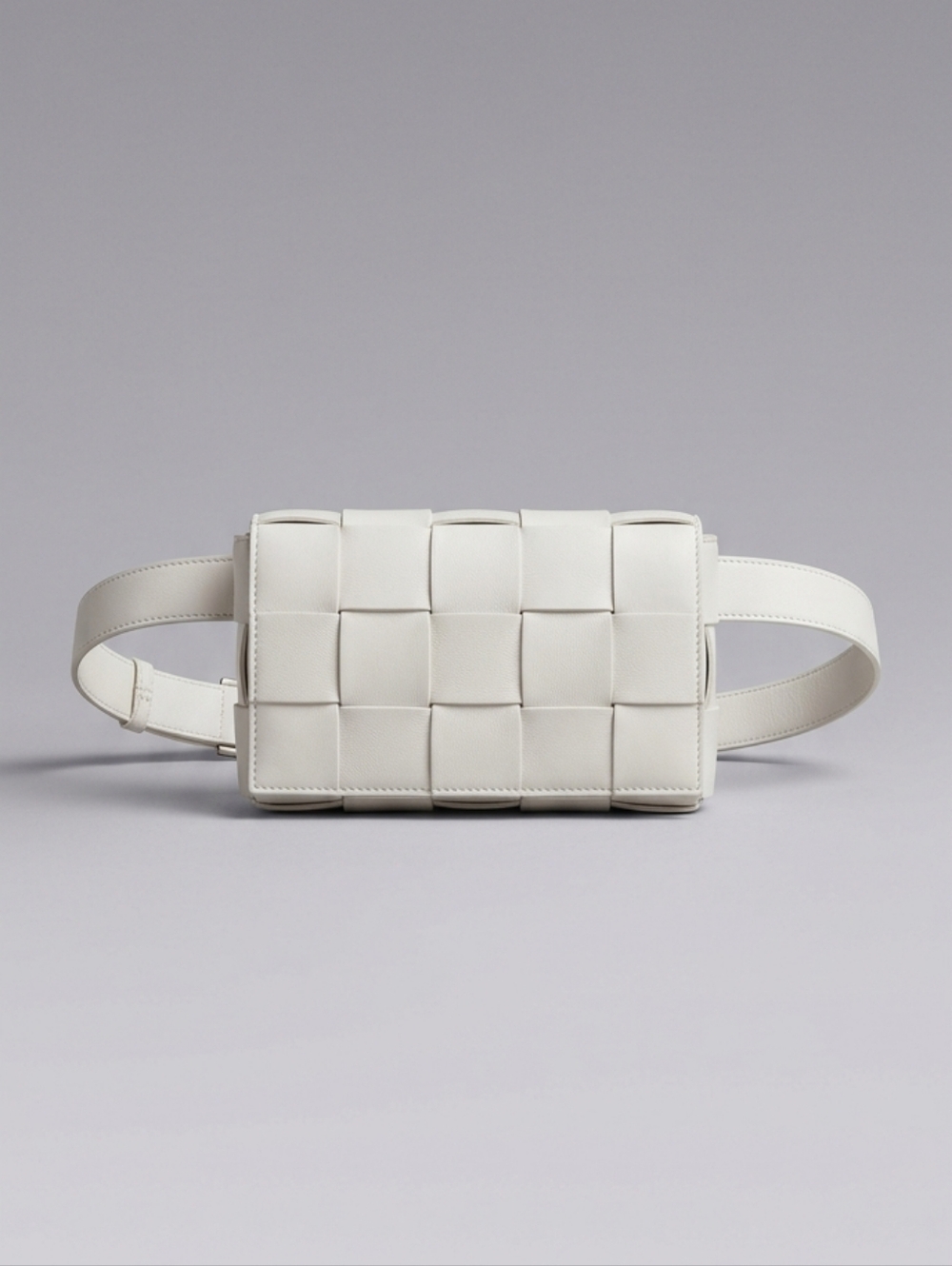 New White/Ivory Woven Belt Bag Up To 43 Inches Or Crossbody